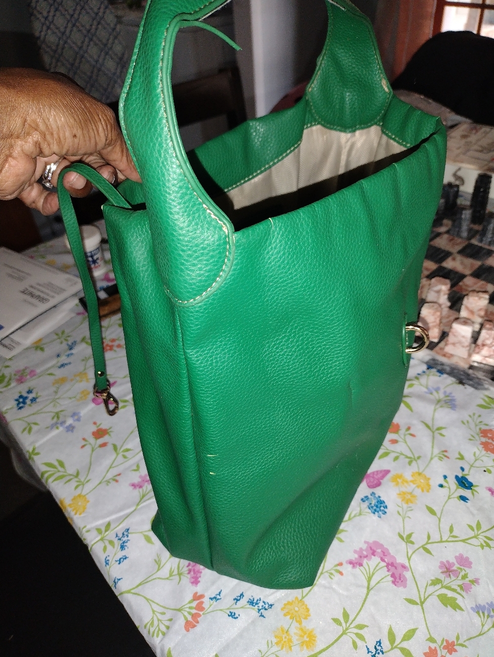 Dooney & Bourke Green Leather Tote Bag - Picture 3 of 5